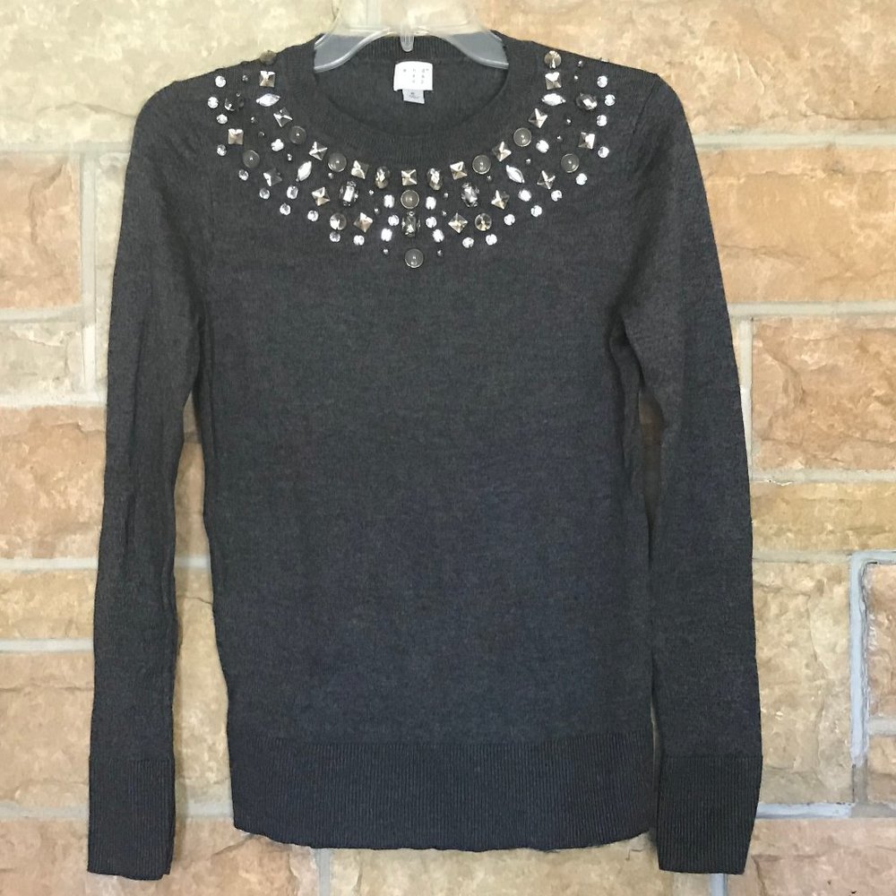 a new day Gray Jeweled Sweater